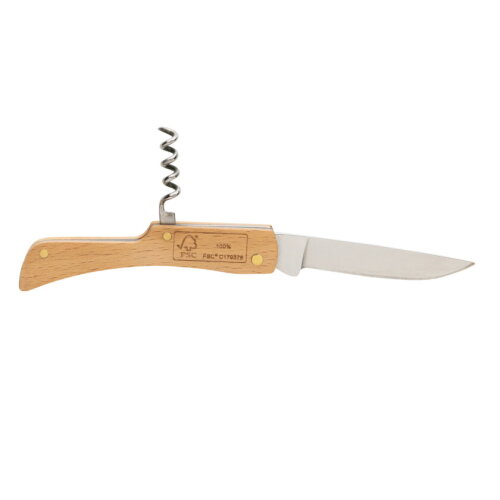 FSC® houten mes met flesopener bruin
